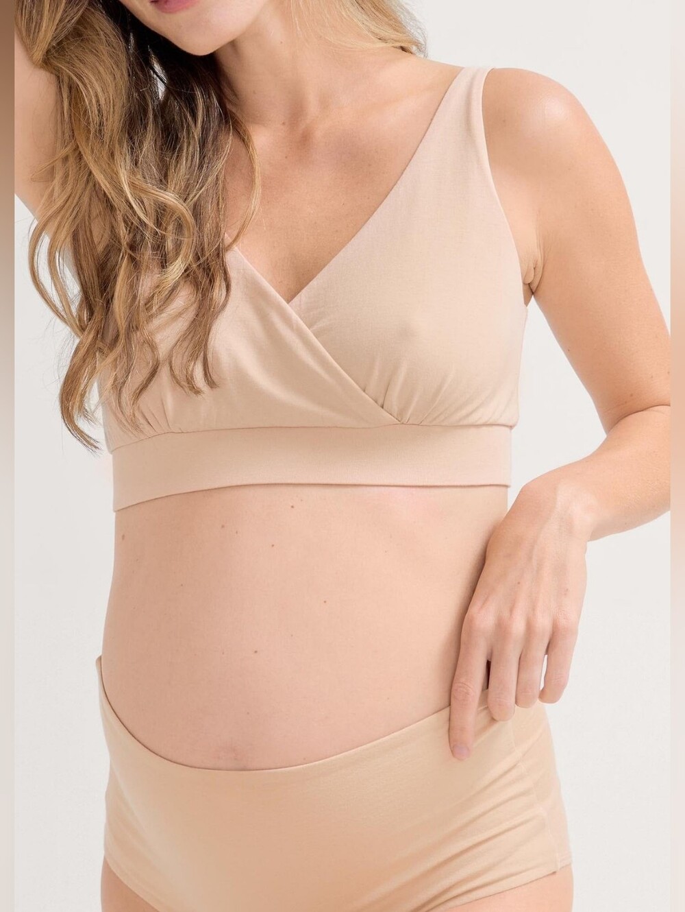 Hatch pima cotton the dream feed nursing and postpartum bra in sand, small